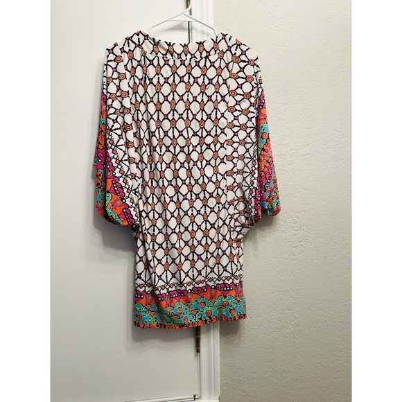 Trina Turk White Colorful Long Blouse Size Small - Picture 5 of 5